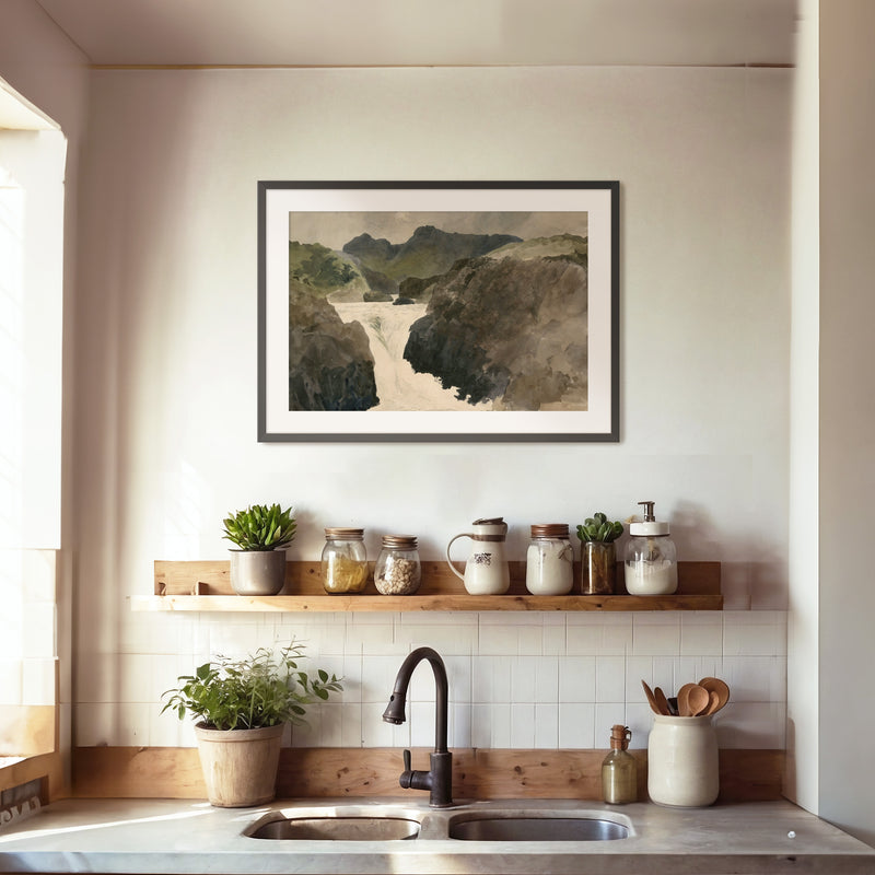 River Rapids Muted Watercolor No2 - Sage and Rose Prints