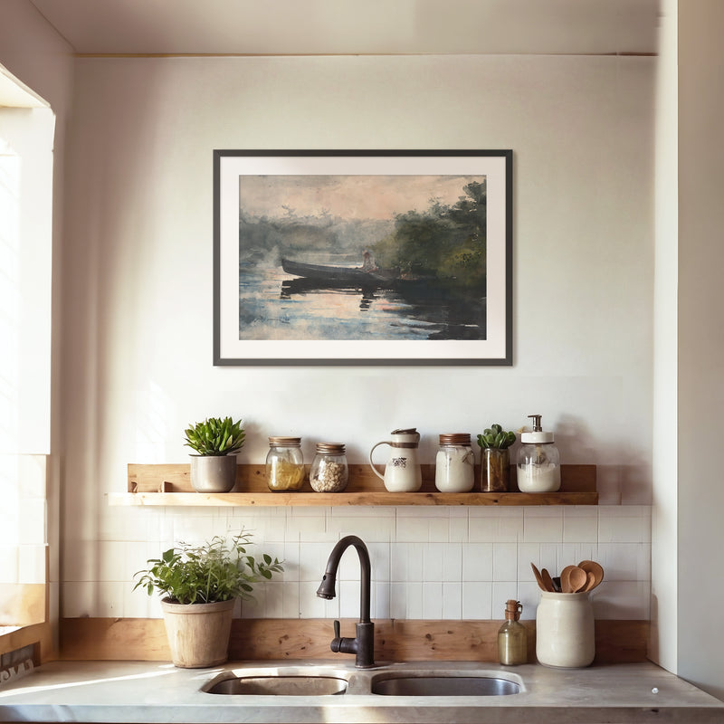 Muted Waters Fishing Watercolor No2 - Sage and Rose Prints