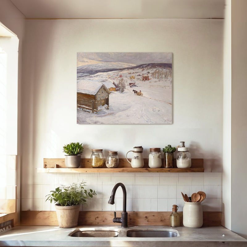 Cabin in the Snow Impressionist Painting - Sage and Rose Prints