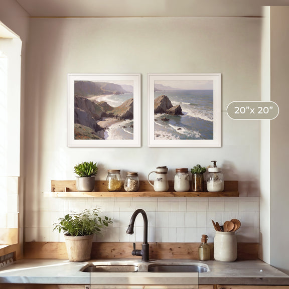 Oregon Coast Art 2-Panel Art Set - Sage and Rose Prints