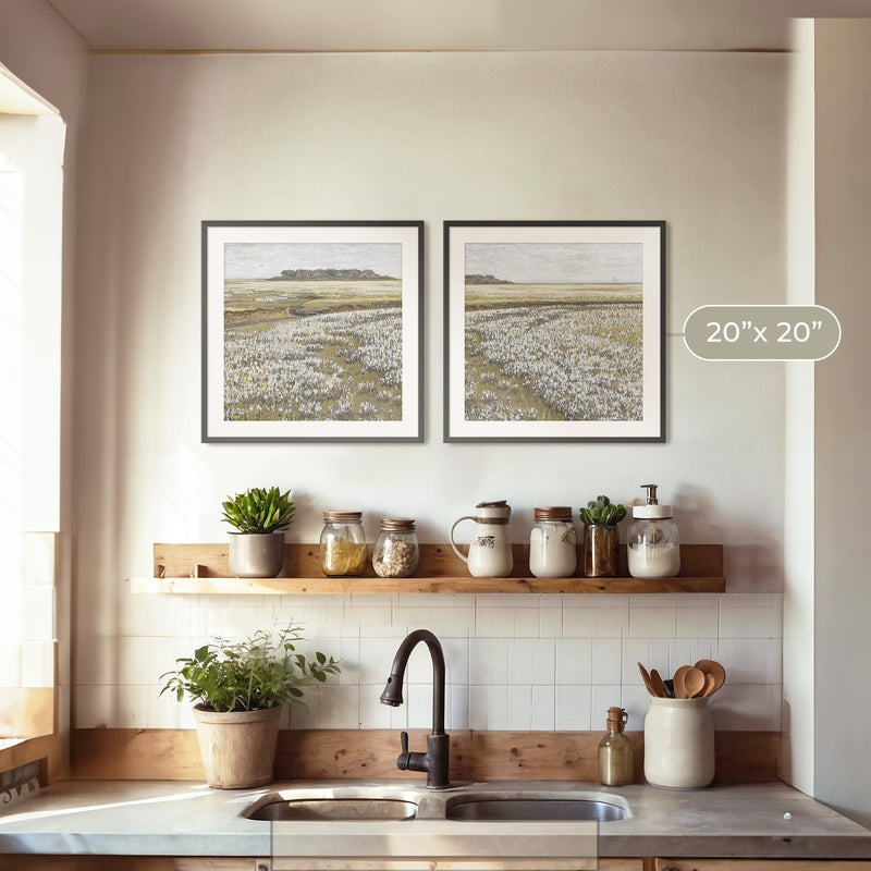 Flourishing Fields Landscape 2 Piece Painting - Sage and Rose Prints