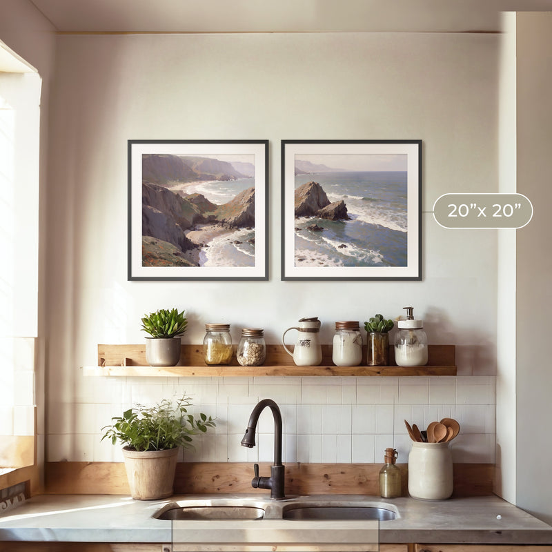 Oregon Coast Art 2-Panel Art Set - Sage and Rose Prints