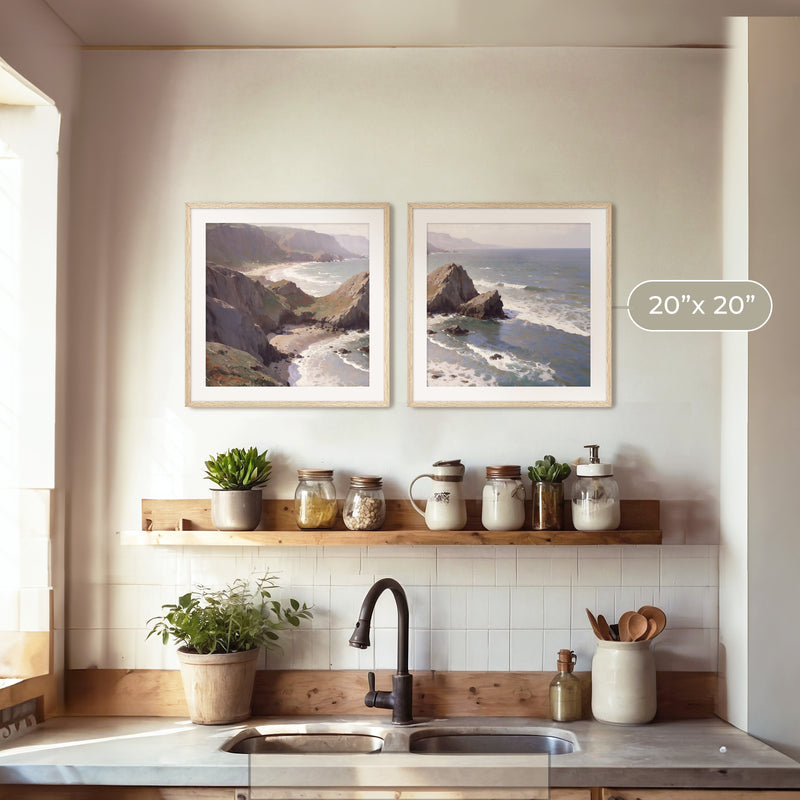 Oregon Coast Art 2-Panel Art Set - Sage and Rose Prints