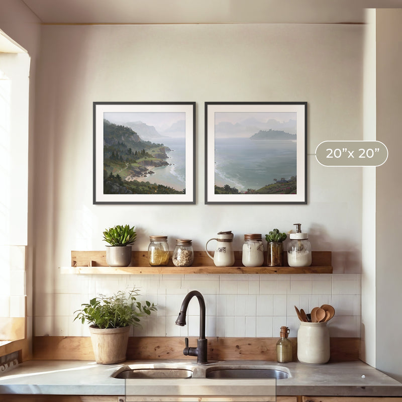 Pacific Coast Painting 2-Panel Art Set - Sage and Rose Prints