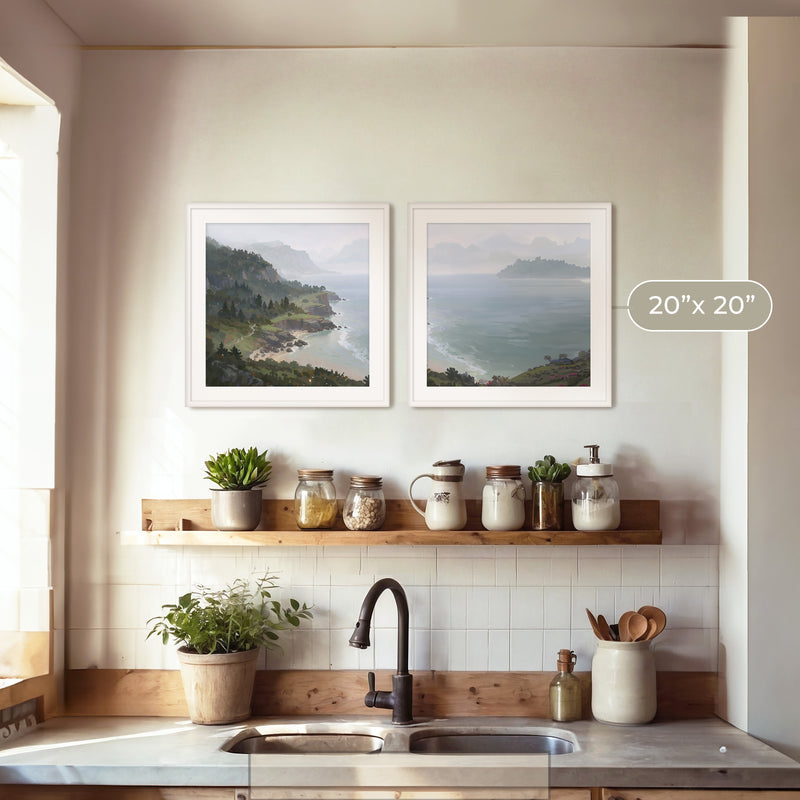 Pacific Coast Painting 2-Panel Art Set - Sage and Rose Prints