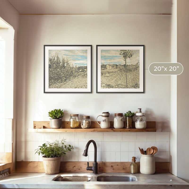 2 Piece Wheat Field Painted by Van Gough - Sage and Rose Prints