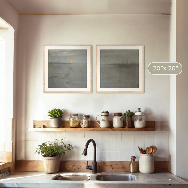 Moonstone Blue Ocean 2-Panel Art Set - Sage and Rose Prints