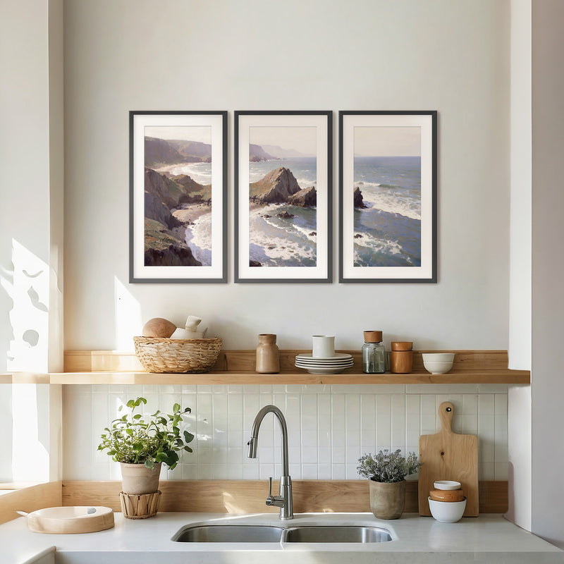 Oregon Coast Art Triptych - Sage and Rose Prints