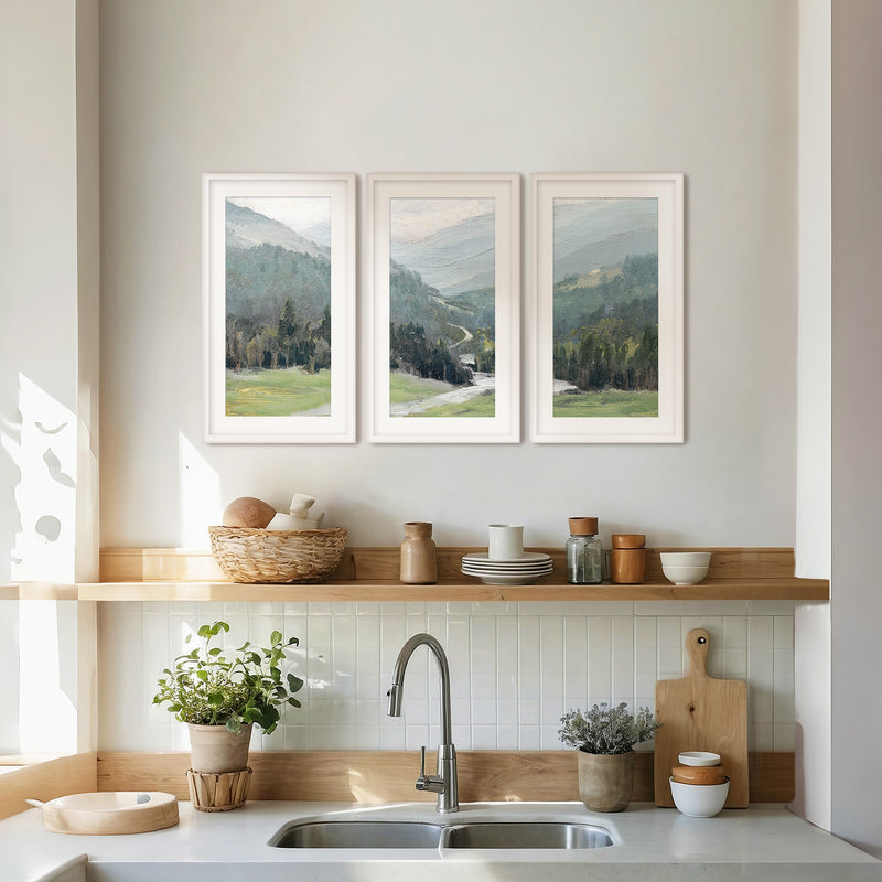 Rocky Mountain Oil Painting Triptych - Sage and Rose Prints