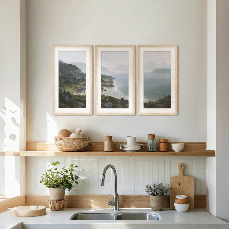Pacific Coast Painting Triptych - Sage and Rose Prints