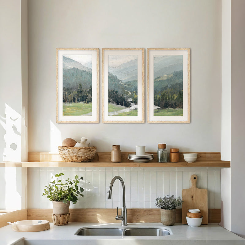 Rocky Mountain Oil Painting Triptych - Sage and Rose Prints