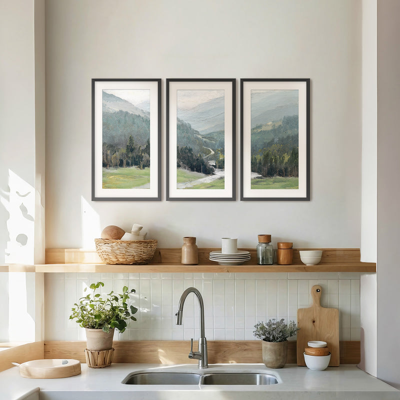 Rocky Mountain Oil Painting Triptych - Sage and Rose Prints