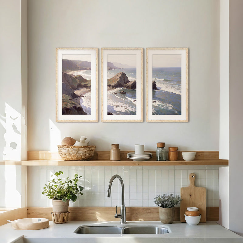 Oregon Coast Art Triptych - Sage and Rose Prints