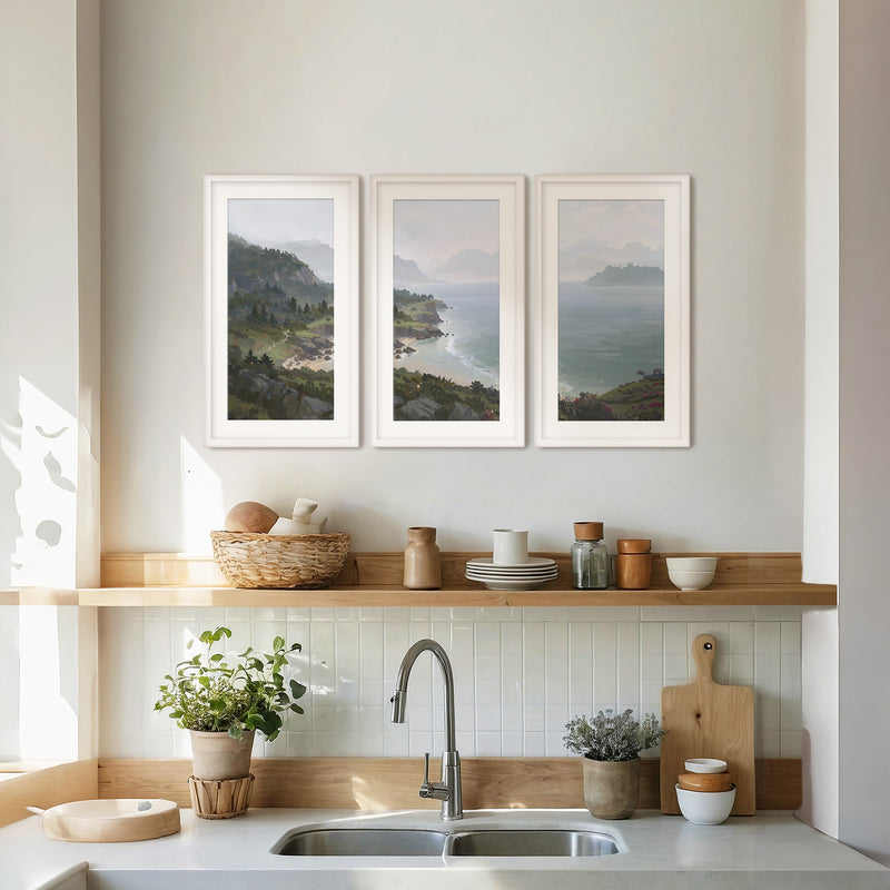 Pacific Coast Painting Triptych - Sage and Rose Prints