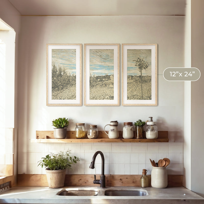 3 Piece Wheat Field Painted by Van Gough - Sage and Rose Prints