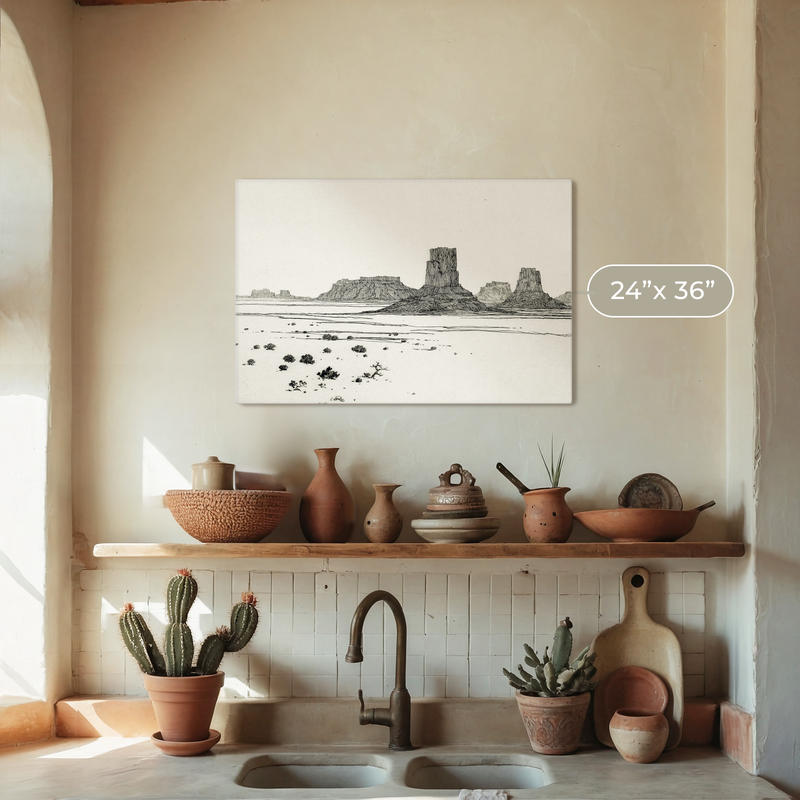 Desert Mesa Drawing - Sage and Rose Prints