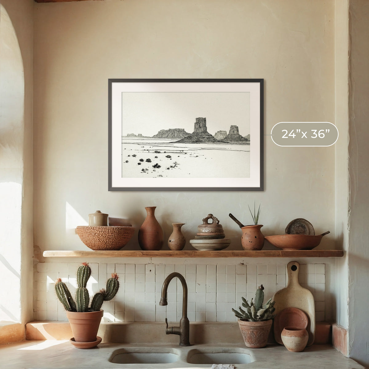 Desert Mesa Drawing - Sage and Rose Prints