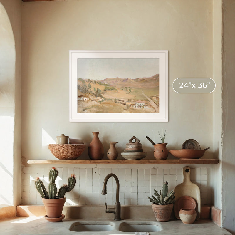 Vintage Desert Landscape Print - Sage and Rose Prints