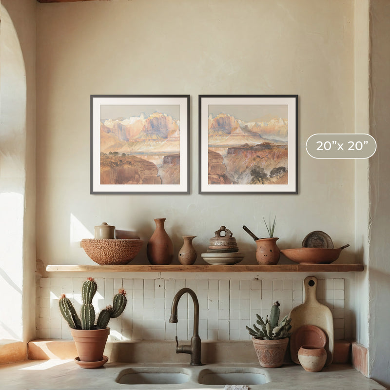 Desert Watercolor 2-Panel Set - Sage and Rose Prints