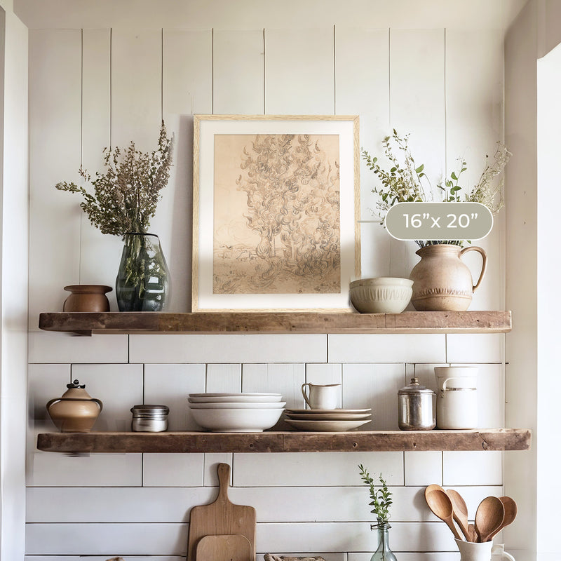 Vintage Drawing by Vincent Van Gogh No1 - Sage and Rose Prints