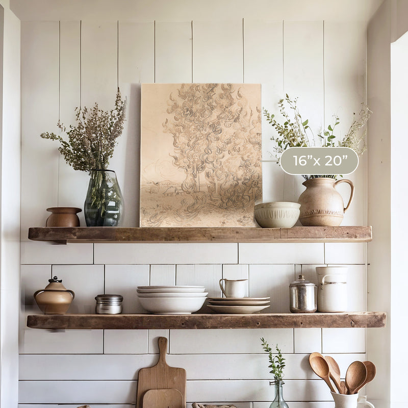 Vintage Drawing by Vincent Van Gogh No1 - Sage and Rose Prints