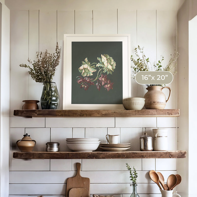 Green Floral Botanical Print No1 - Sage and Rose Prints