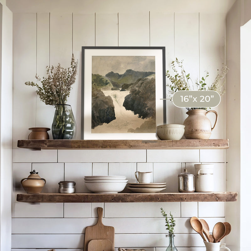 River Rapids Muted Watercolor No1 - Sage and Rose Prints