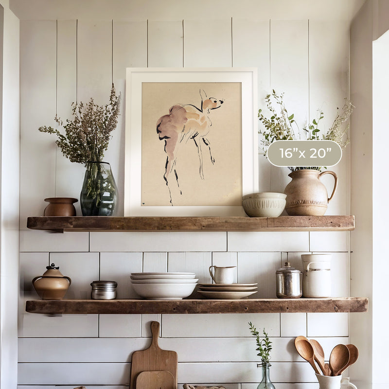 Young Deer Painted by Rik Wouters - Sage and Rose Prints