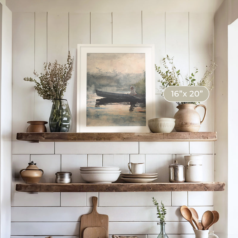 Muted Waters Fishing Watercolor No1 - Sage and Rose Prints