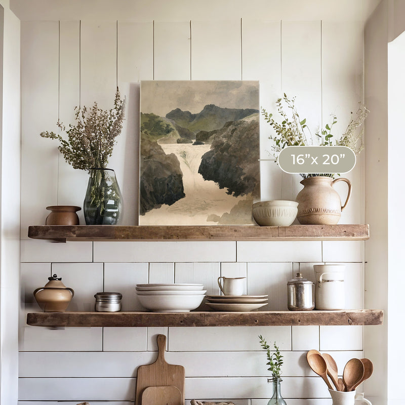 River Rapids Muted Watercolor No1 - Sage and Rose Prints