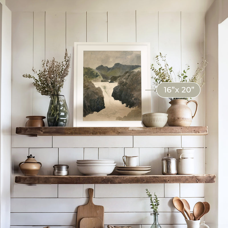 River Rapids Muted Watercolor No1 - Sage and Rose Prints