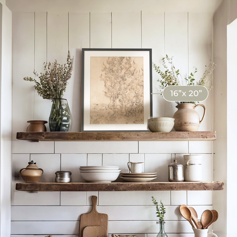 Vintage Drawing by Vincent Van Gogh No1 - Sage and Rose Prints