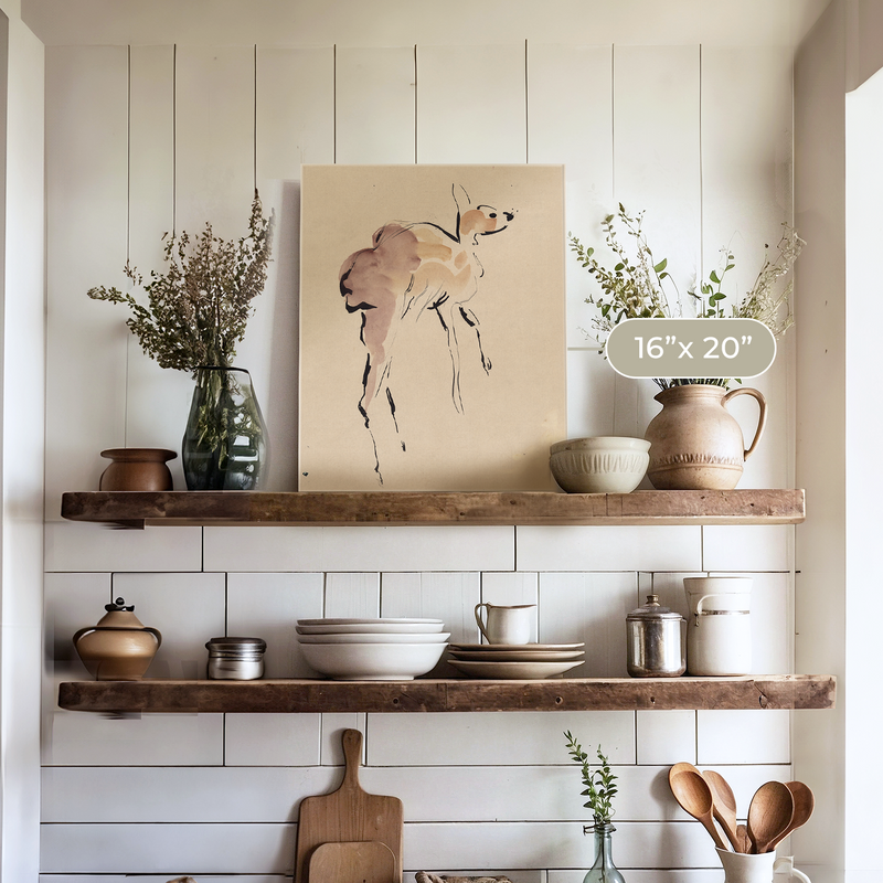 Young Deer Painted by Rik Wouters - Sage and Rose Prints