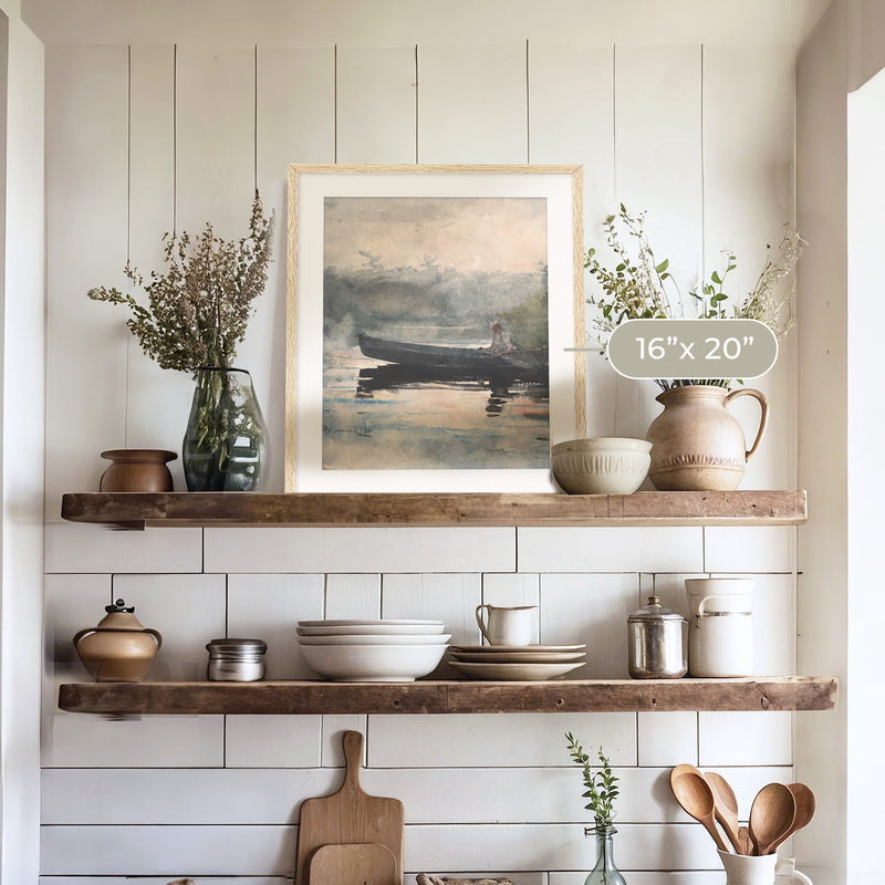 Muted Waters Fishing Watercolor No1 - Sage and Rose Prints