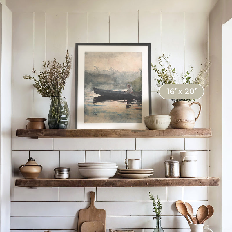 Muted Waters Fishing Watercolor No1 - Sage and Rose Prints