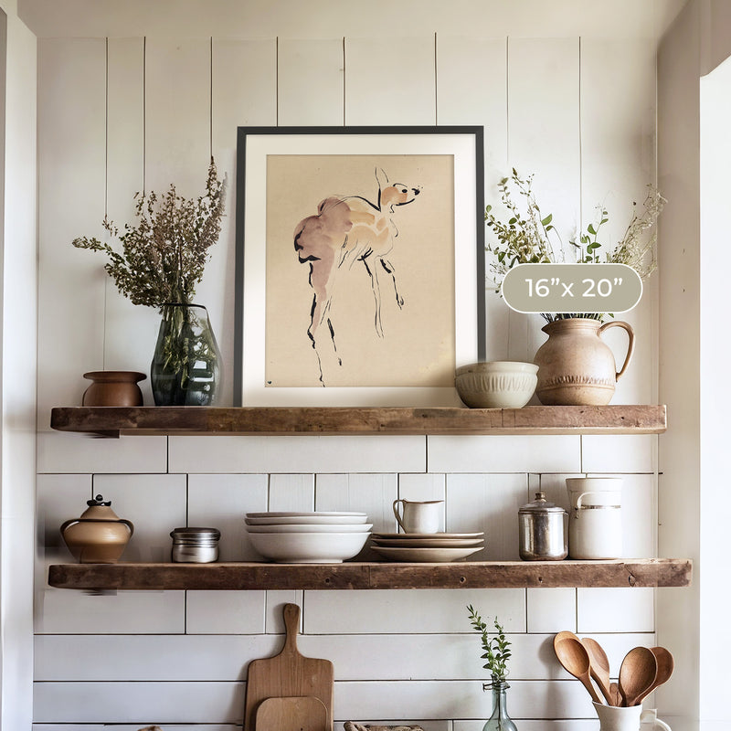 Young Deer Painted by Rik Wouters - Sage and Rose Prints