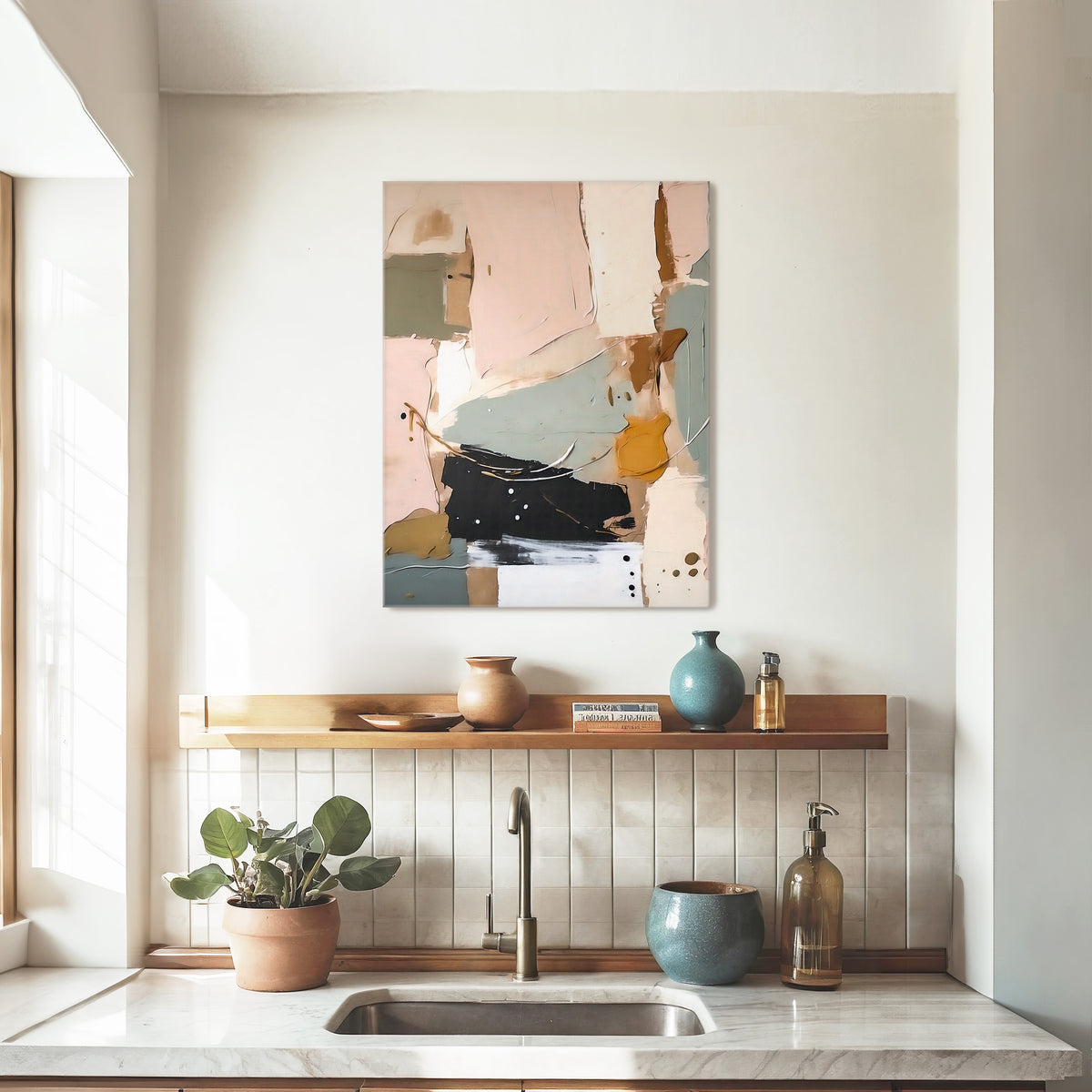 Abstract Pink and Black Print - Sage and Rose Prints