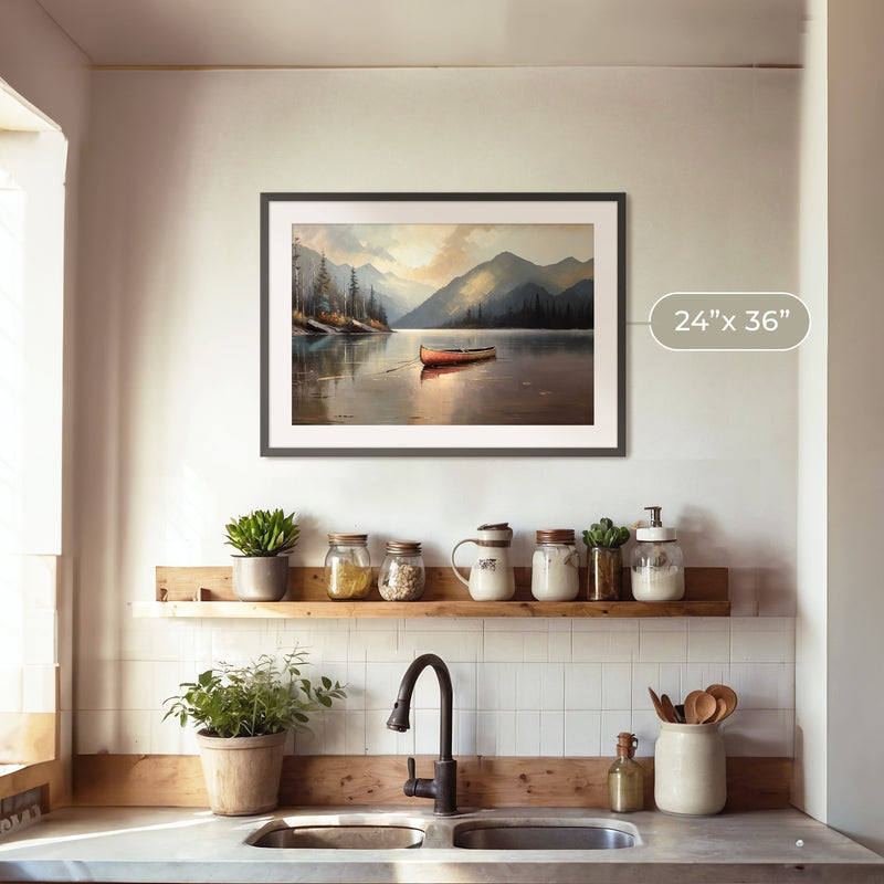 Lake Painting with Bright Colors No2 - Sage and Rose Prints