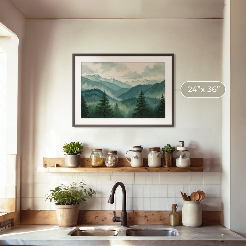 Misty Mountains Wall Art No2 - Sage and Rose Prints