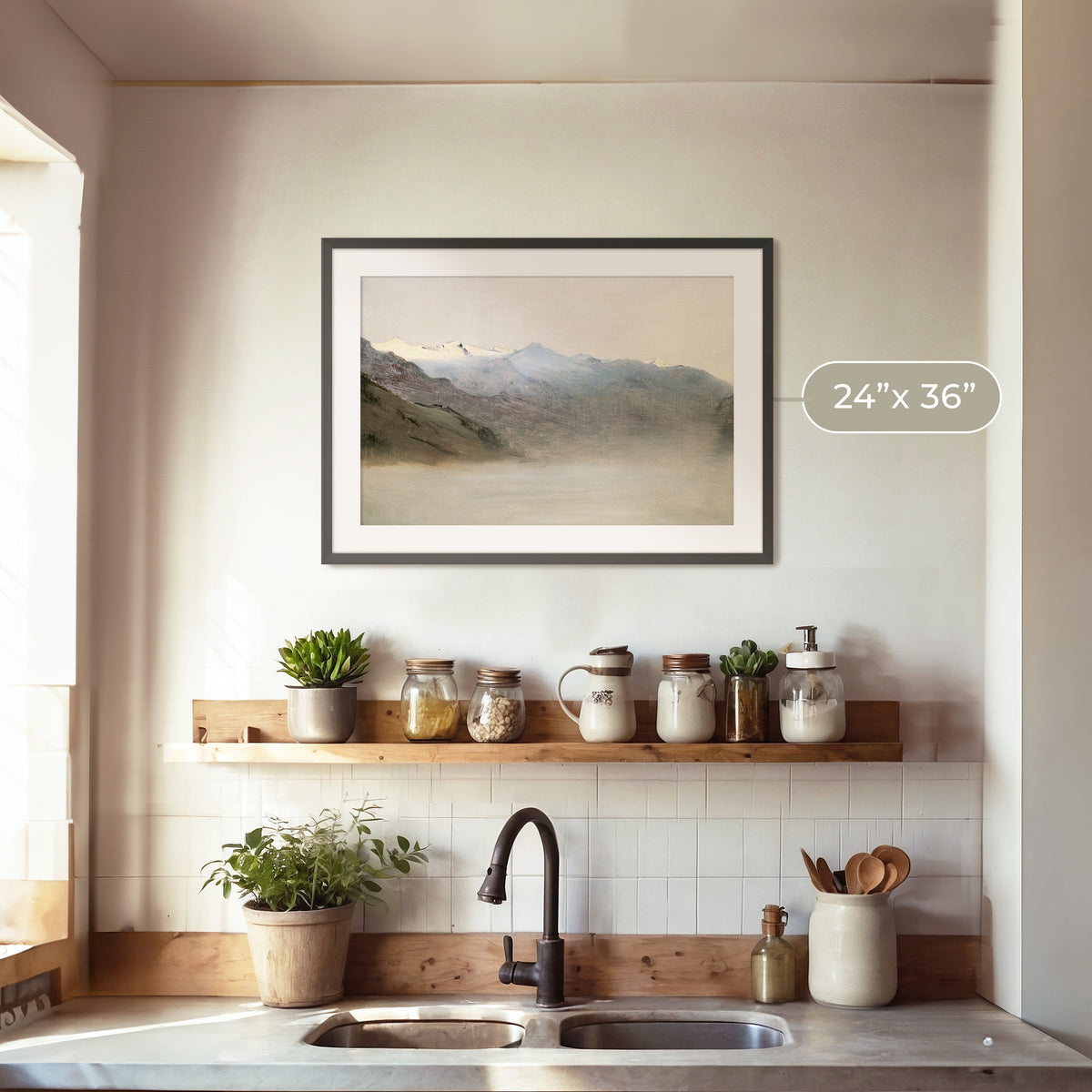 Muted Mountain Painting No2 - Sage and Rose Prints