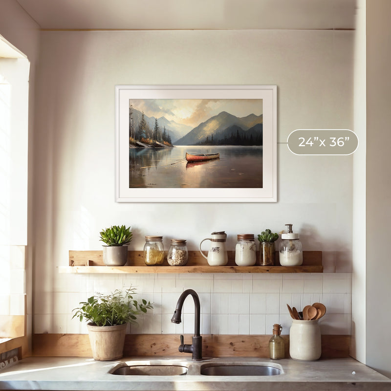 Lake Painting with Bright Colors No2 - Sage and Rose Prints