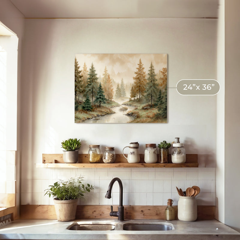 Forest Landscape in Fall Colors - Sage and Rose Prints