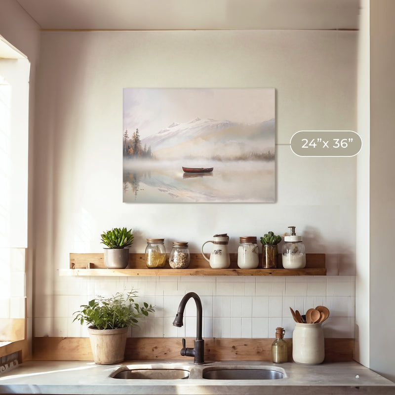 Misty Lake Painting No2 - Sage and Rose Prints