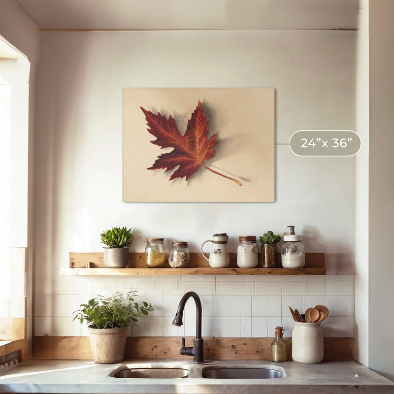 Leaf Drawing in Shades of Red No2 - Sage and Rose Prints