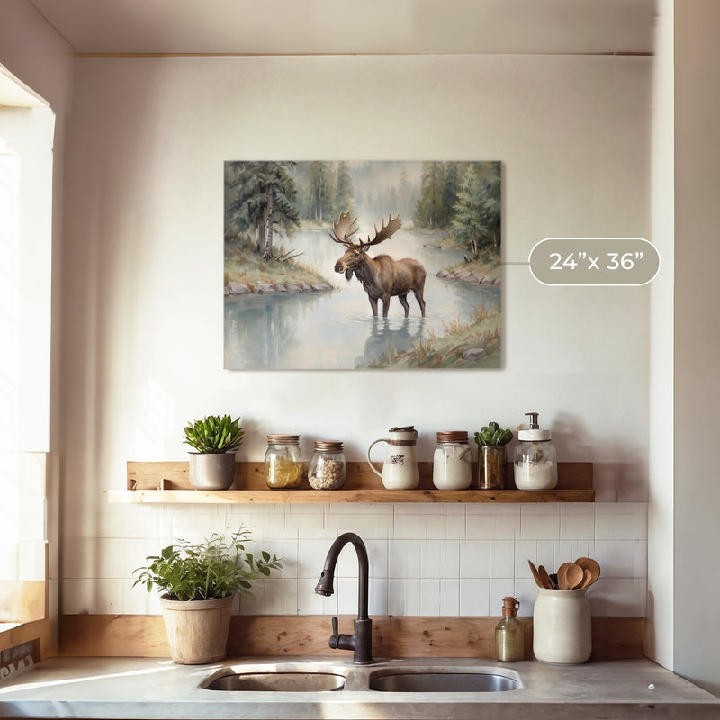 Watercolor Moose Art No2 - Sage and Rose Prints