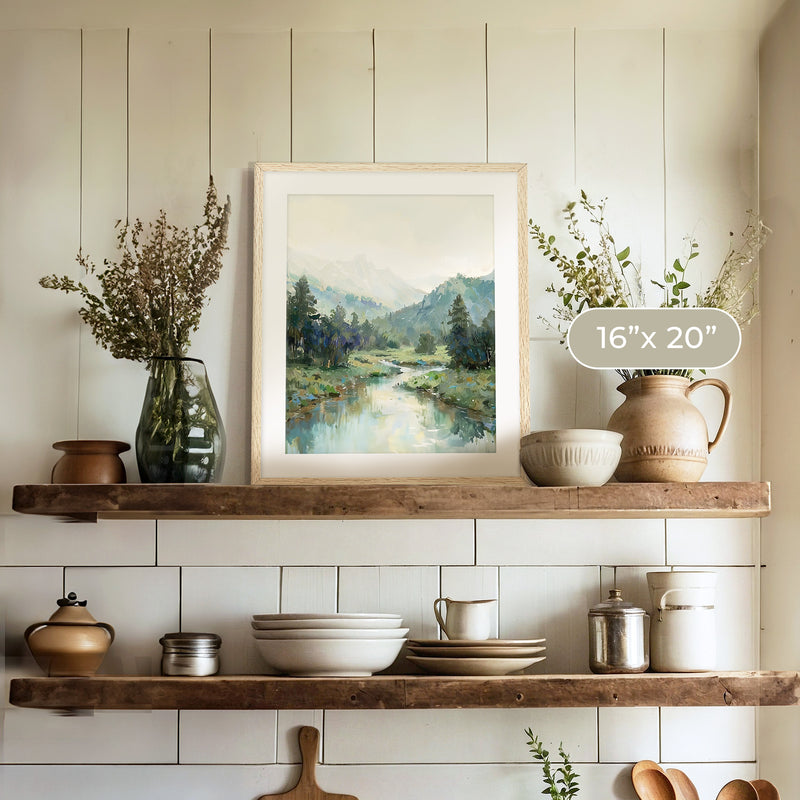 Rocky Mountain River Valley No1 - Sage and Rose Prints