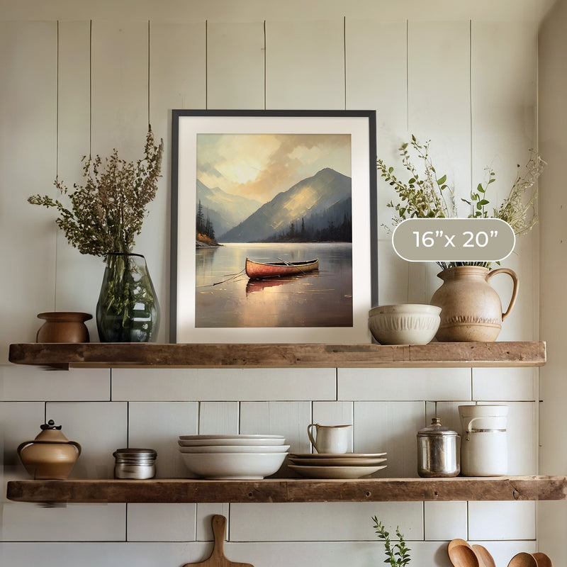 Lake Painting with Bright Colors No1 - Sage and Rose Prints