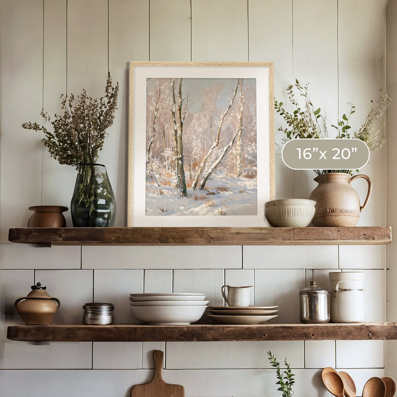 Bright Winter Forest Painting - Sage and Rose Prints