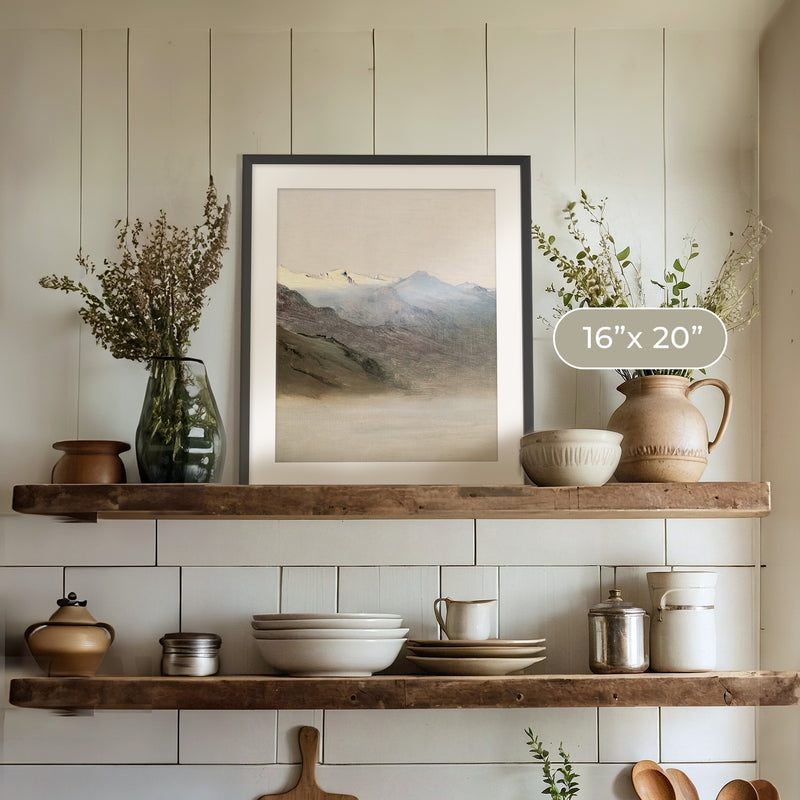 Muted Mountain Painting No1 - Sage and Rose Prints