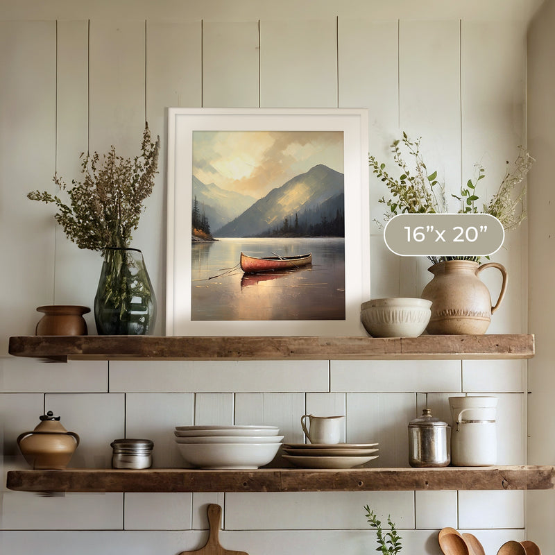 Lake Painting with Bright Colors No1 - Sage and Rose Prints